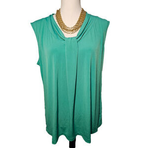 Dana Buchman Womens Size XL Very Green Slinky Sleeveless Blouse Top